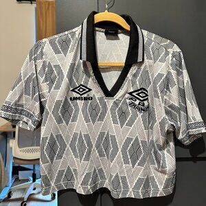 Gray Black White Polo Oversized Cropped Top (Umbro)